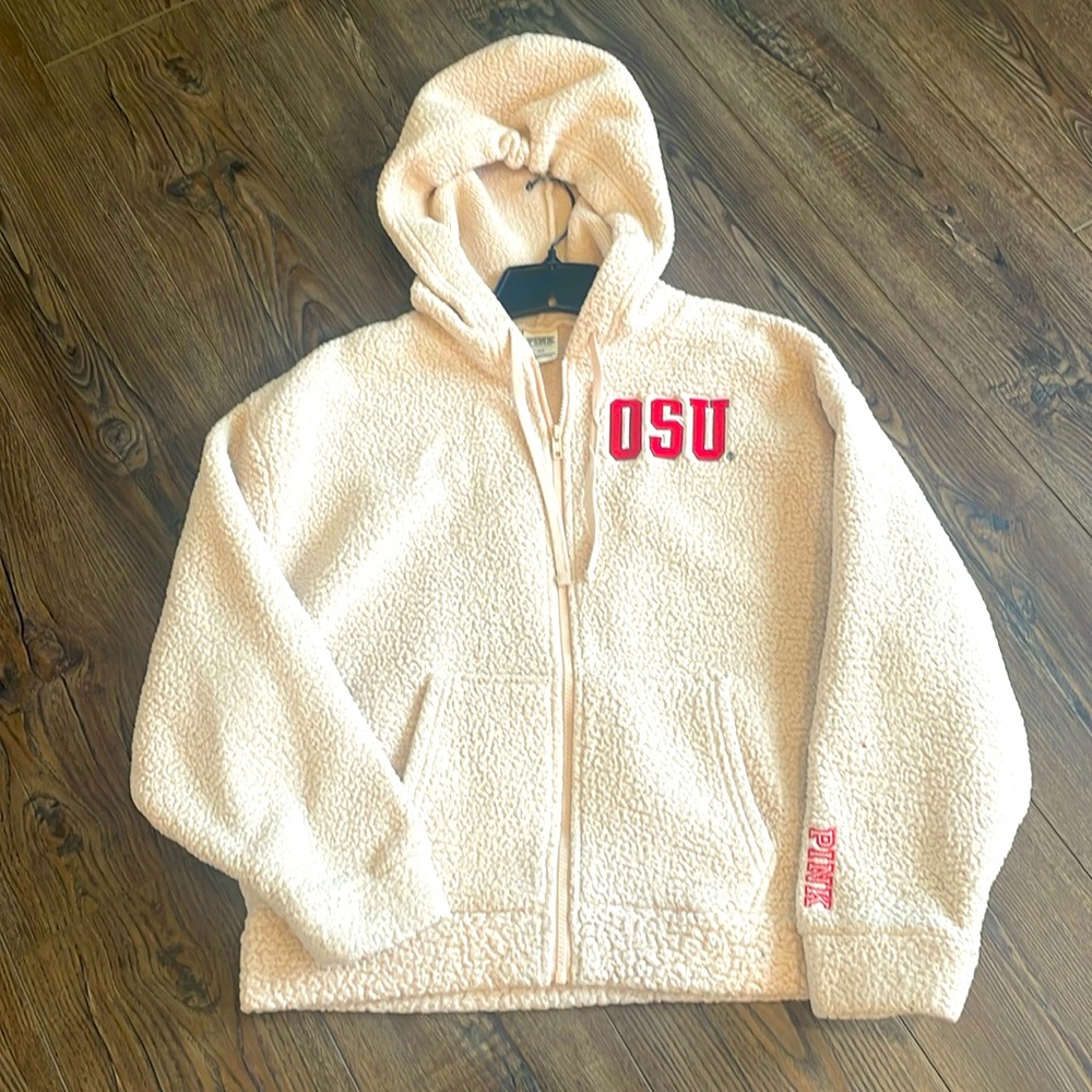PINK OSU zip up fleece hoodie